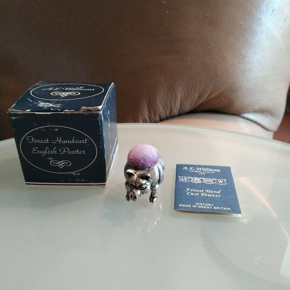 A E Williams Pewter PIG Pin Cushion Made England